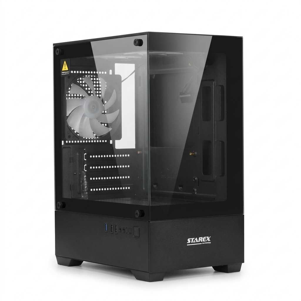 28.0_processed.jpg_20261017170451 Starex Ventura Micro-ATX Gaming Casing with See-Thru Glass Panel (Black) - Image 1