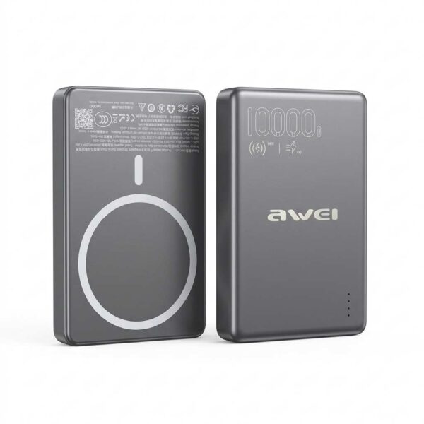 AWEI MH805 10000mAh 20W Magnetic Wireless Fast Charging Power Bank (Dark Grey)